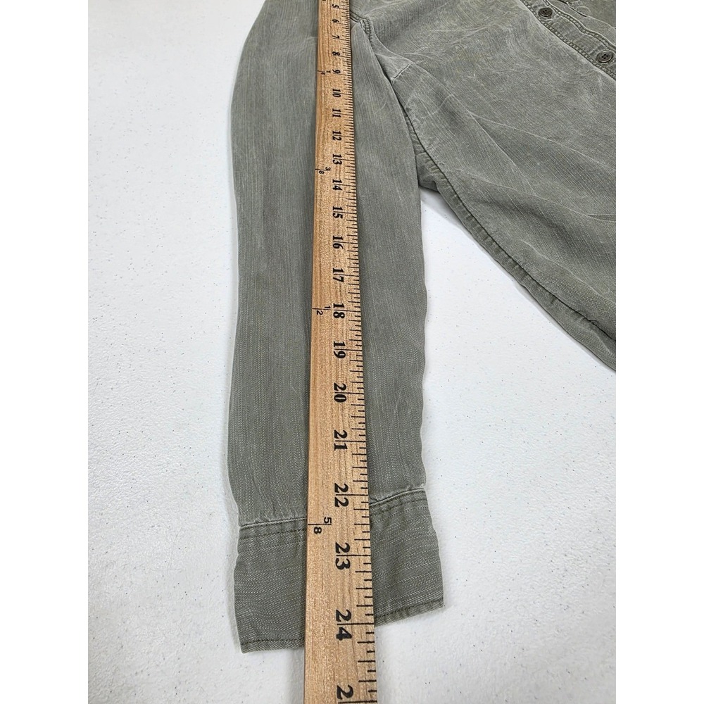 Old Navy Womens Medium Olive Gray Tencel Lyocell Long Sleeve Button Down Shirt - Picture 8 of 8